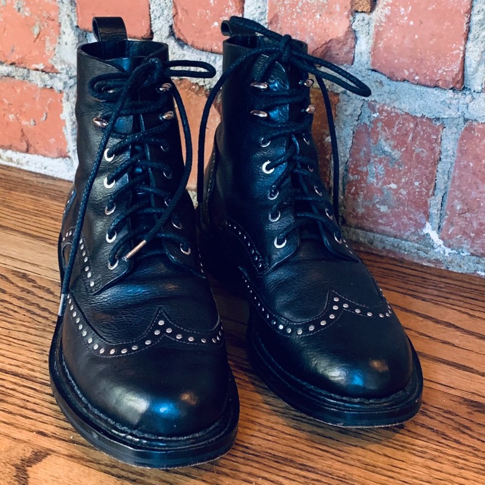 *SOLD* Handmade RAG & BONE Cozen Studded Lace Up Boots | 7.5 | 37.5 | EUC